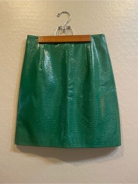 Anthropologie Emerald Faux Leather Skirt